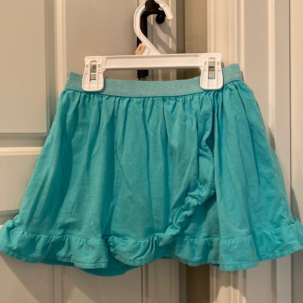 Teal Skort with Sparkle Waistband and Ruffles Down the Front and Bottom